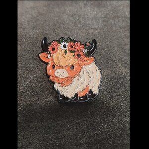 Cow & Flowers Enamel Pin